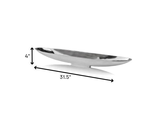 32' Contempo Shiny Silver Long Boat Tray By Homeroots - Image 5