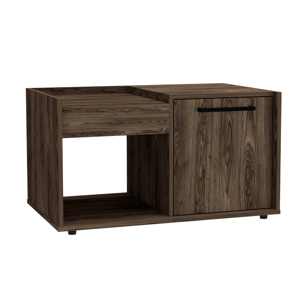 32" Dark Walnut Manufactured Wood Rectangular Coffee Table With Shelf By Homeroots - Image 2