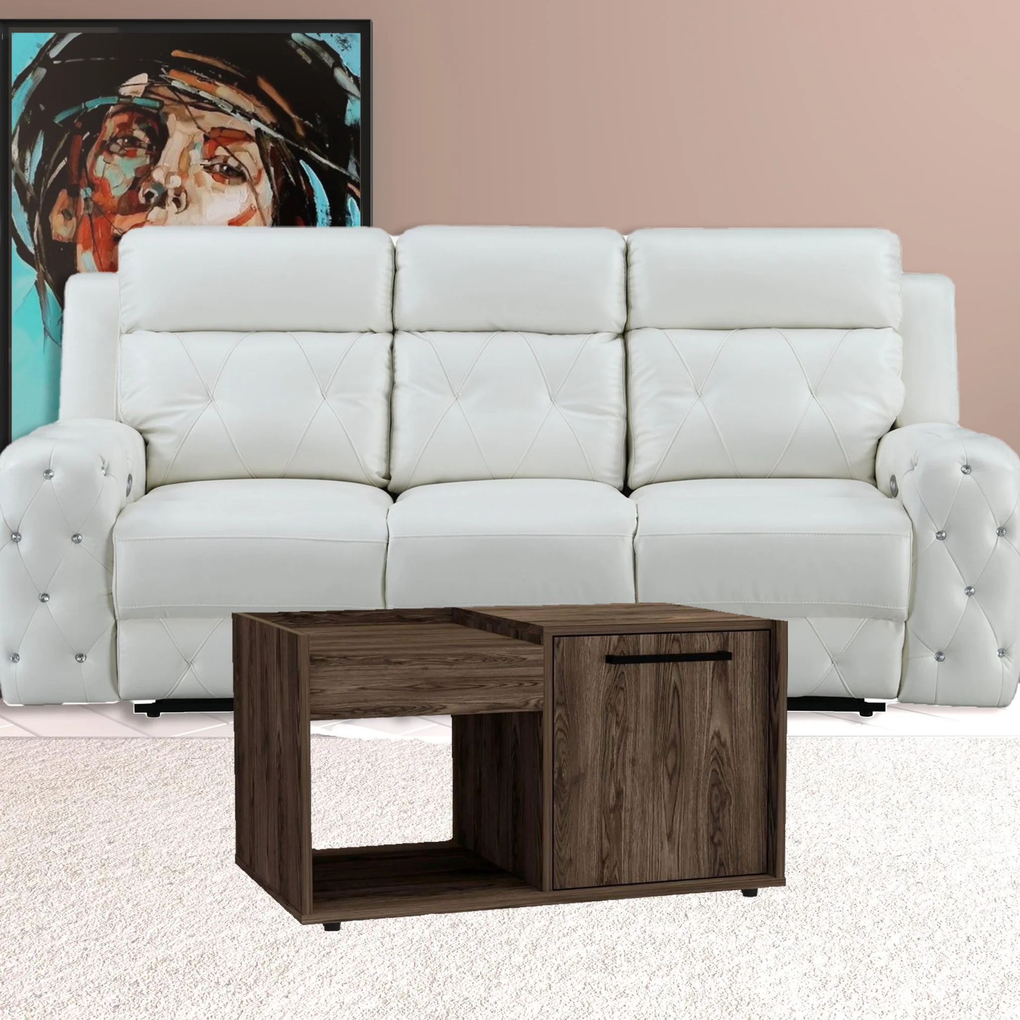 32" Dark Walnut Manufactured Wood Rectangular Coffee Table With Shelf By Homeroots - Image 4
