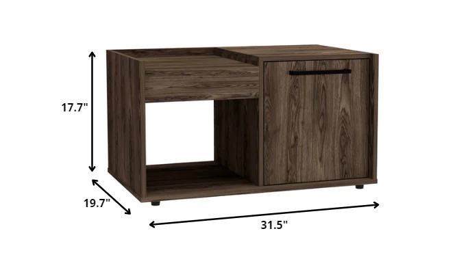 32" Dark Walnut Manufactured Wood Rectangular Coffee Table With Shelf By Homeroots - Image 5