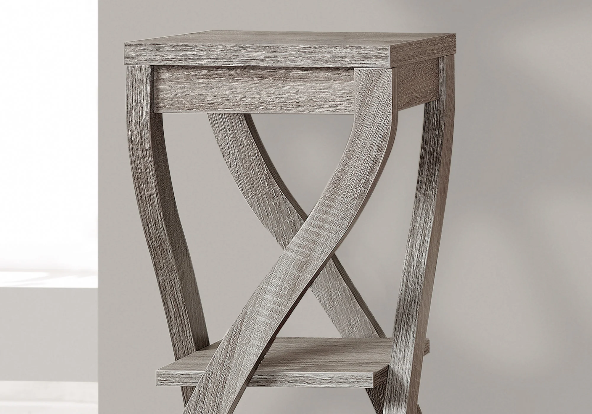 32" Deep Taupe End Table With Two Shelves By Homeroots - Image 2