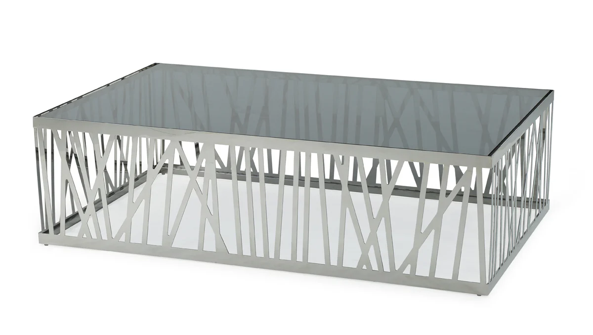 32' Glass and Stainless Steel Coffee Table By Homeroots - Image 2