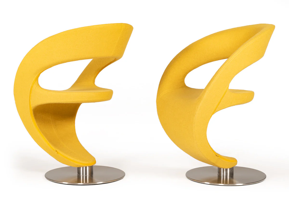 32' Gold Fabric Polyester and Wool Lounge Chair By Homeroots - Image 2