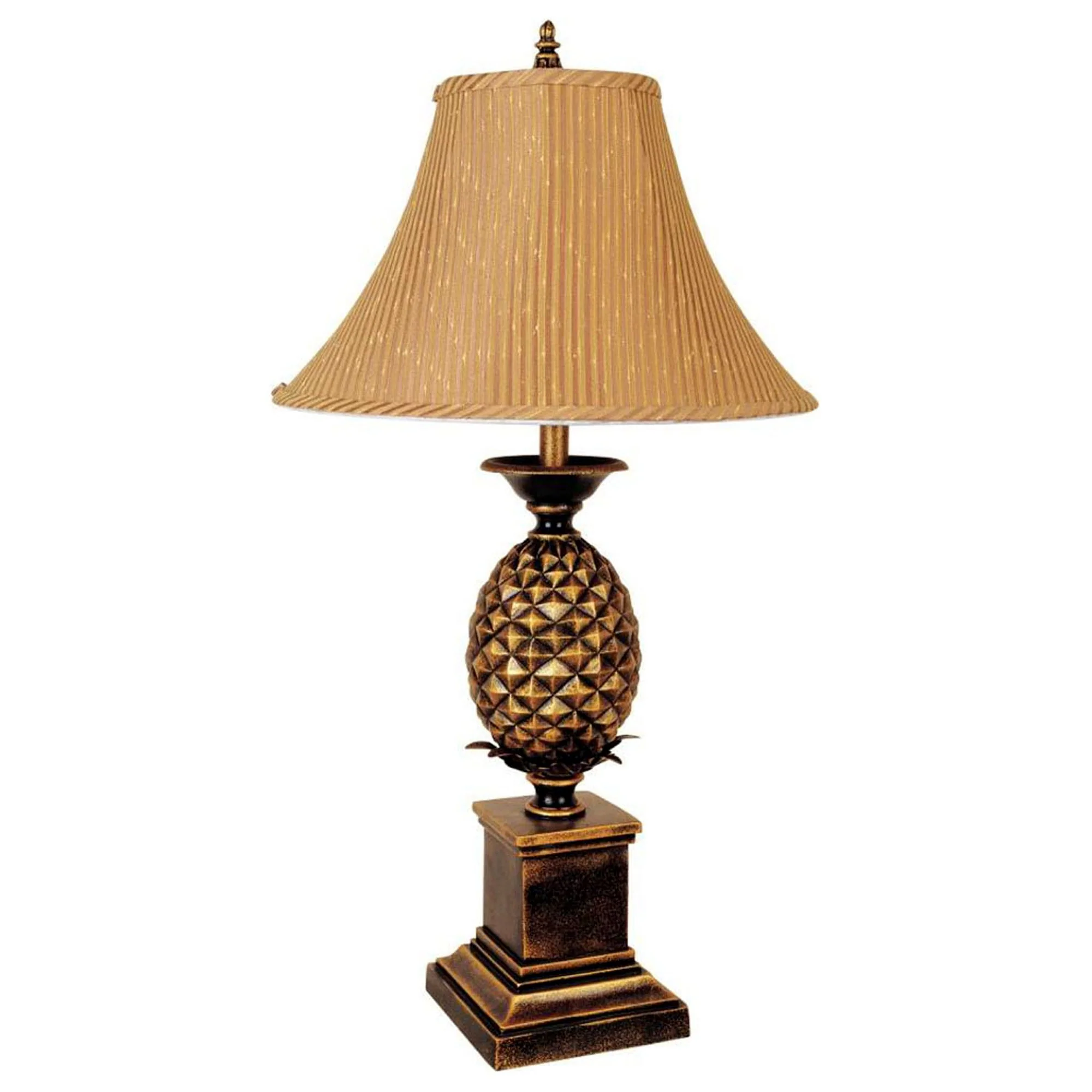 32" Gold Metal Pineapple Table Lamp With Gold Classic Empire Shade By Homeroots - Image 2