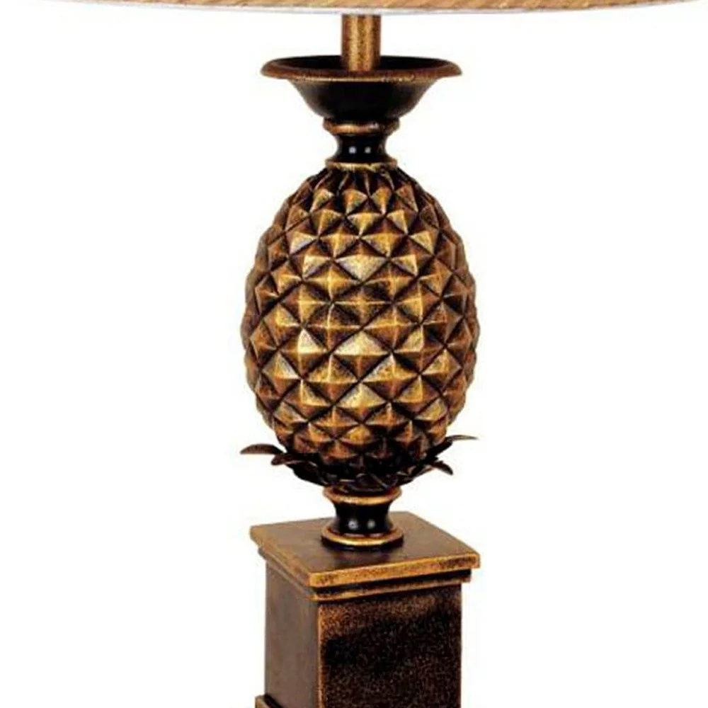 32" Gold Metal Pineapple Table Lamp With Gold Classic Empire Shade By Homeroots - Image 4