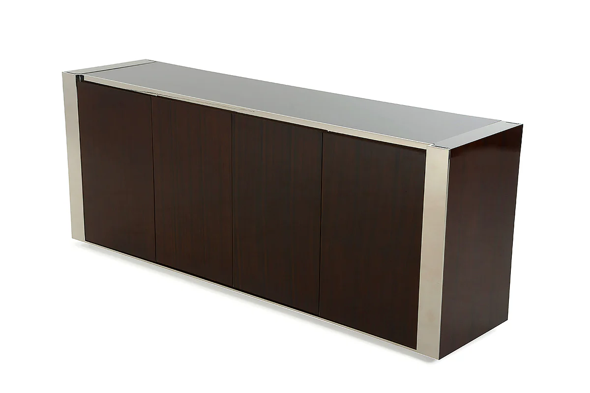 32' Golden Veneer Glass And Steel Buffet By Homeroots - Image 3