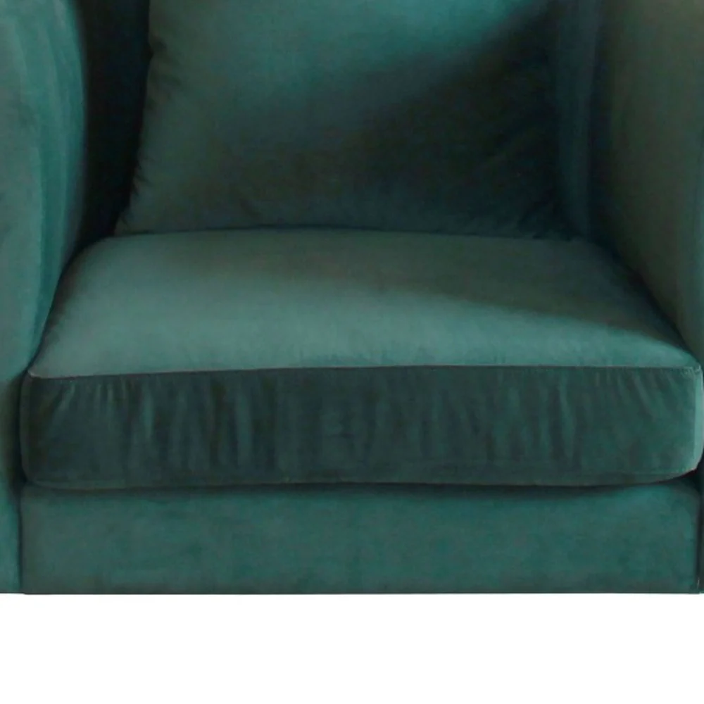 32" Green Velvet And Black Solid Color Arm Chair By Homeroots - Image 4