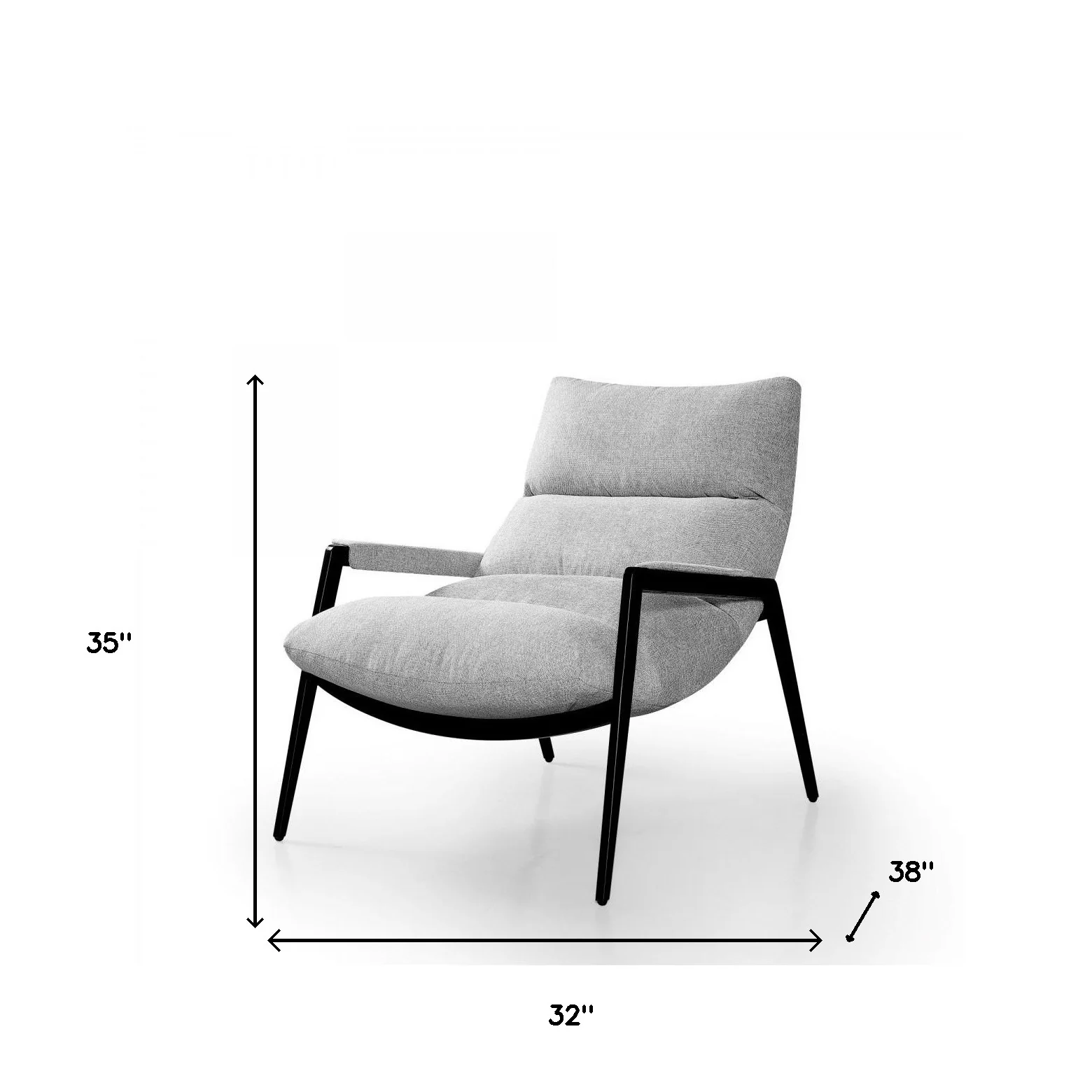 32" Grey 100% Polyester And Black Solid Color Arm Chair By Homeroots - Image 5