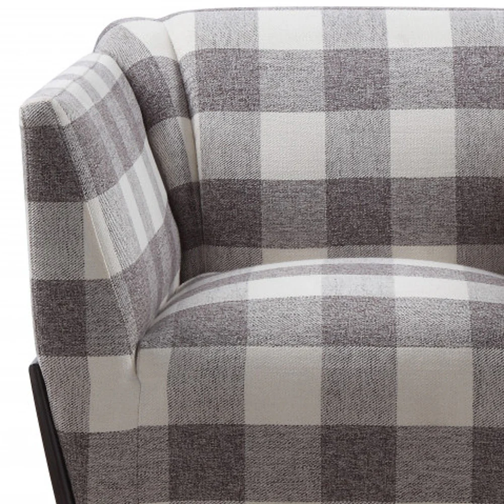 32" Grey And Light Grey 100% Polyester And Brown Patchwork Club Chair By Homeroots - Image 5