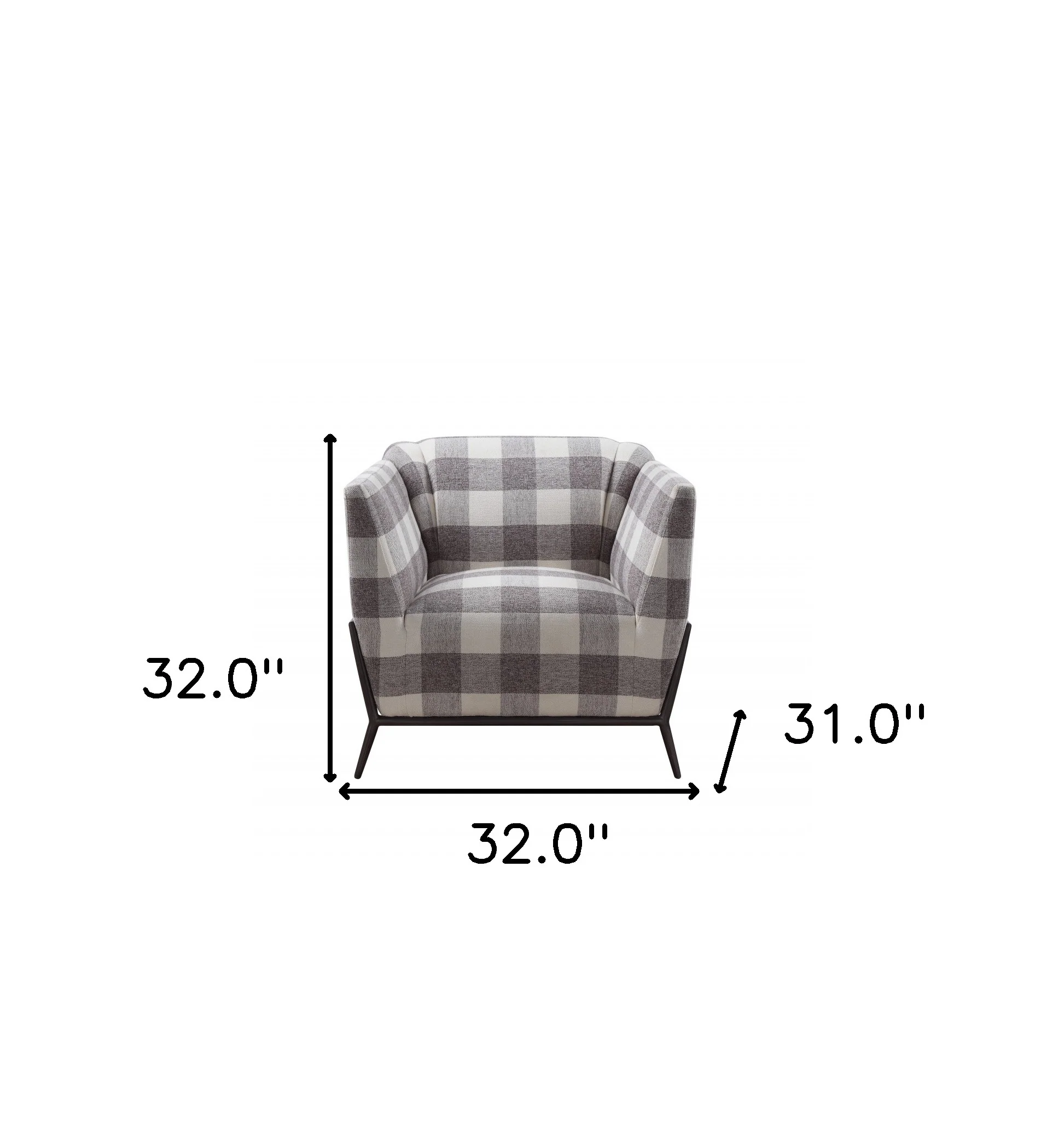 32" Grey And Light Grey 100% Polyester And Brown Patchwork Club Chair By Homeroots - Image 6