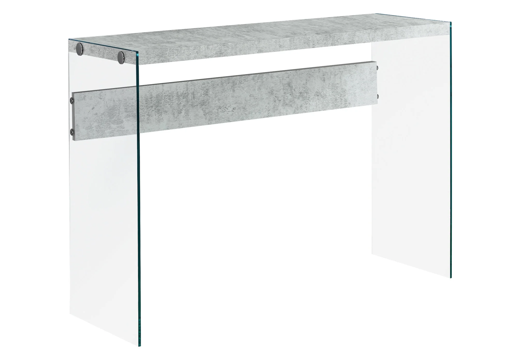 32" Grey Cement Particle Board and Clear Tempered Glass Accent Table By Homeroots - Image 2