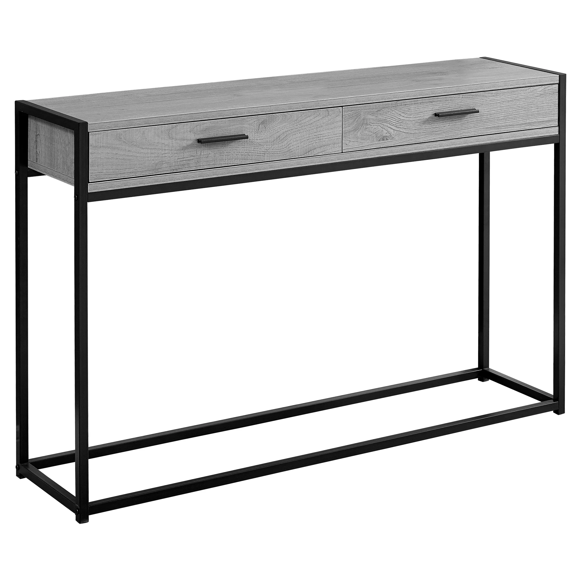 32" Grey Finish and Black Metal Accent Table By Homeroots - Image 2