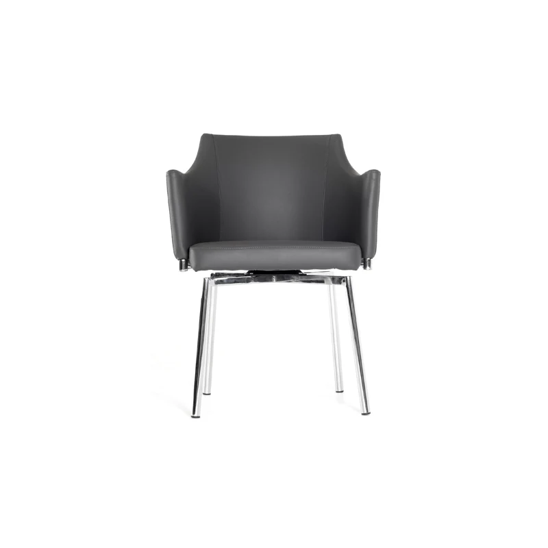 32' Grey Leatherette And Steel Dining Chair By Homeroots - Image 2