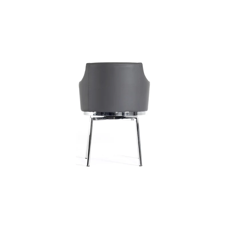 32' Grey Leatherette And Steel Dining Chair By Homeroots - Image 4