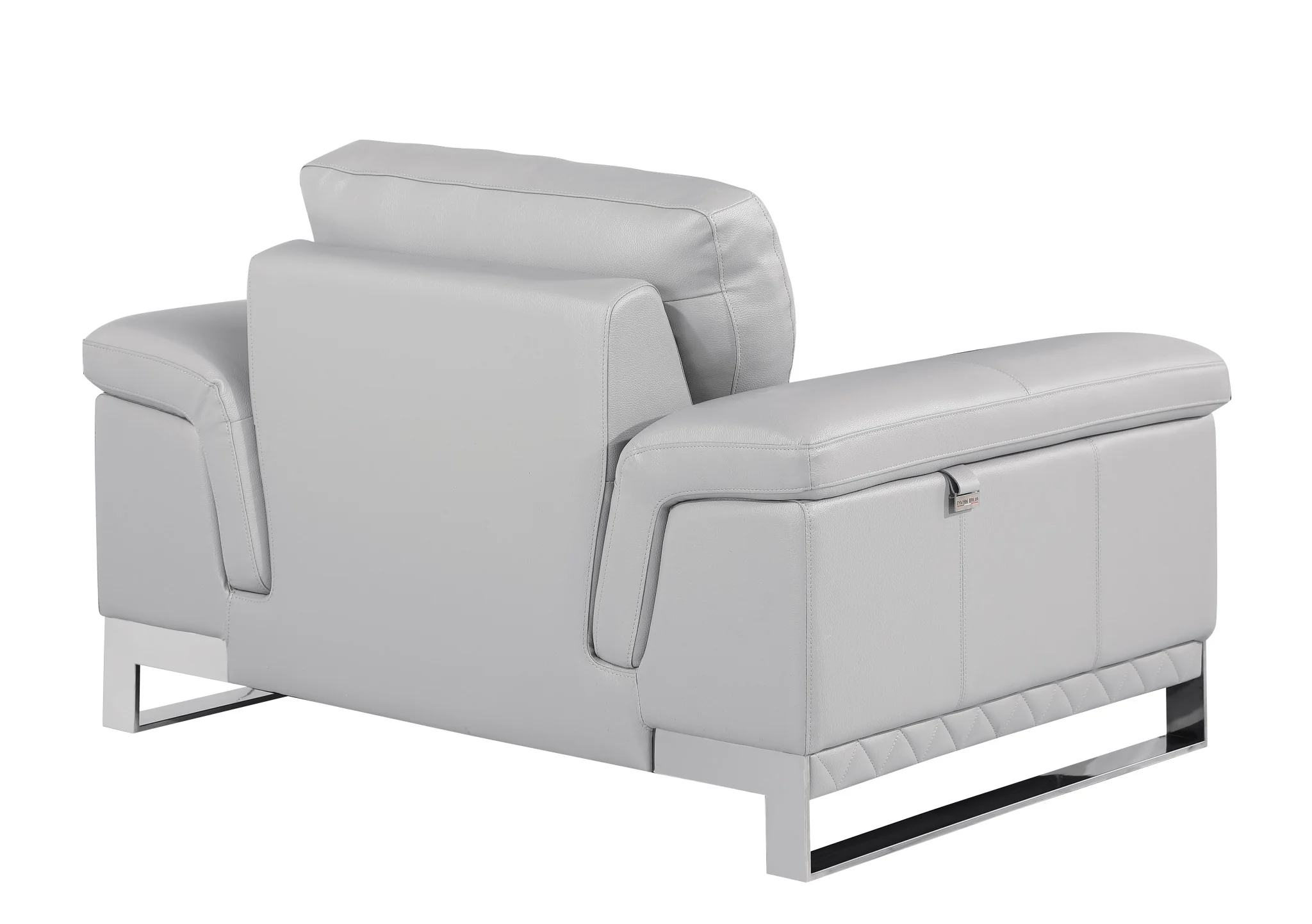 32" Grey Lovely Light Leather Chair By Homeroots - Image 3