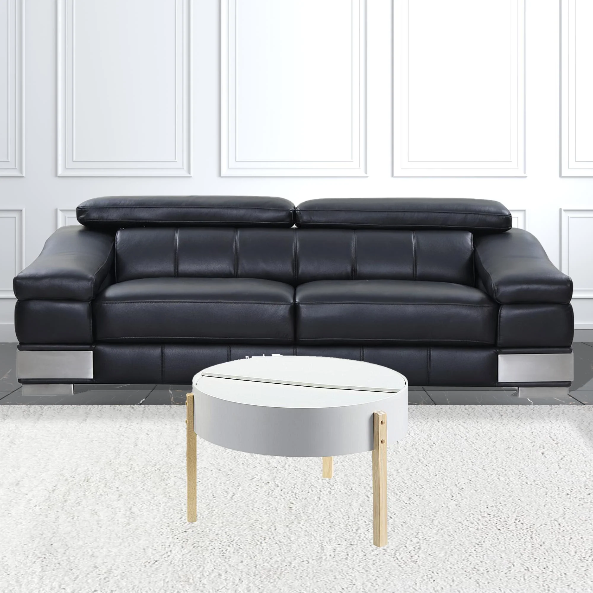 32" Natural Brown And White Round Coffee Table By Homeroots - Image 2