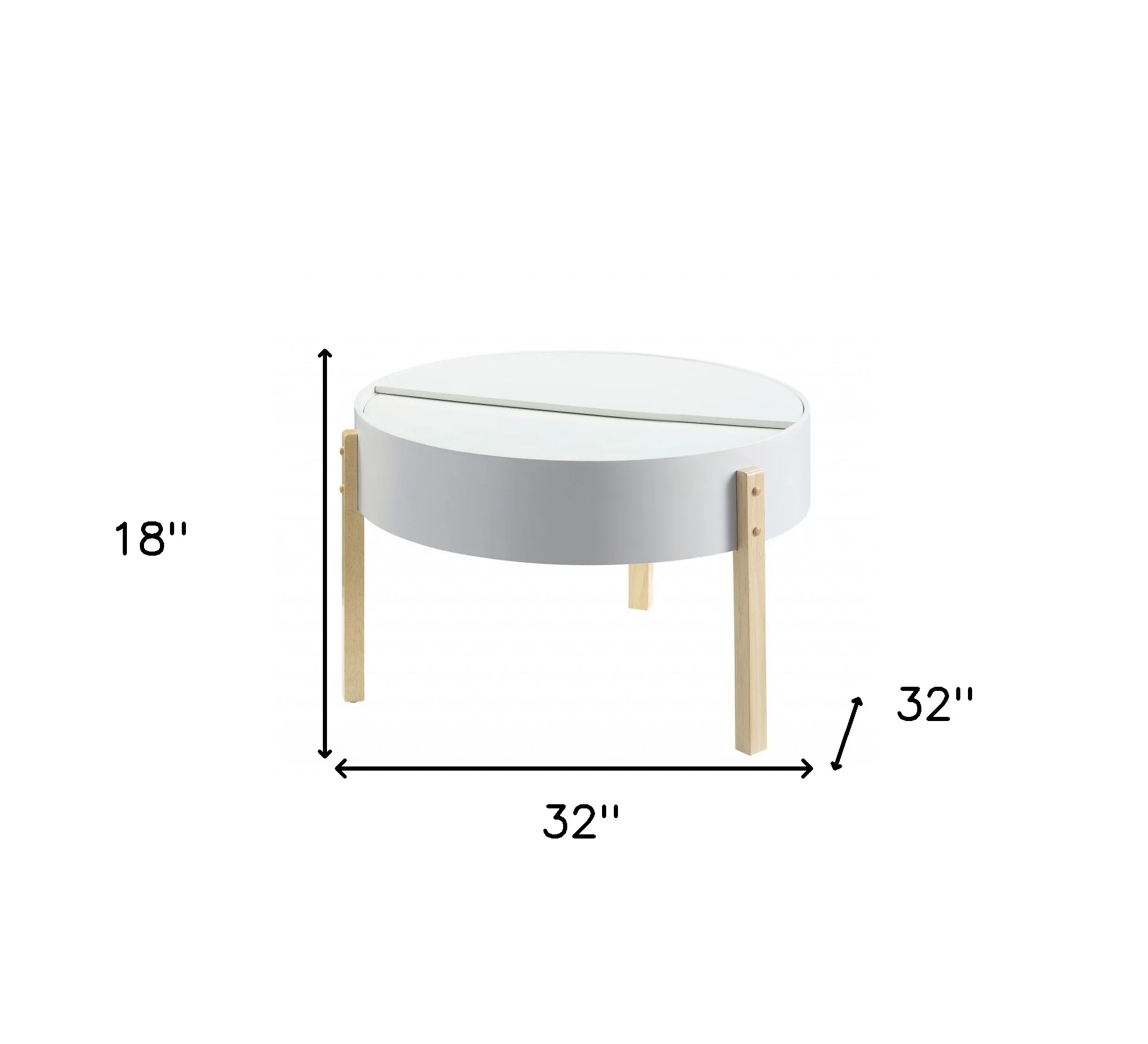 32" Natural Brown And White Round Coffee Table By Homeroots - Image 5
