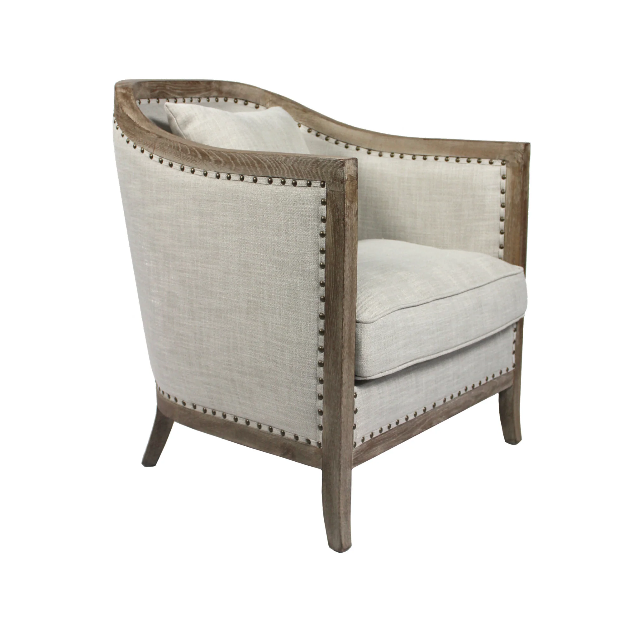 32" Natural Linen Solid Color Lounge Chair By Homeroots - Image 2