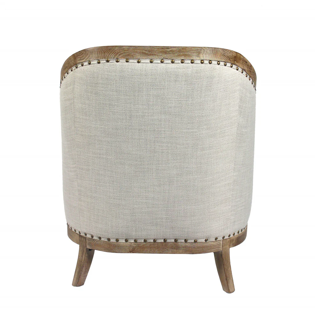 32" Natural Linen Solid Color Lounge Chair By Homeroots - Image 3