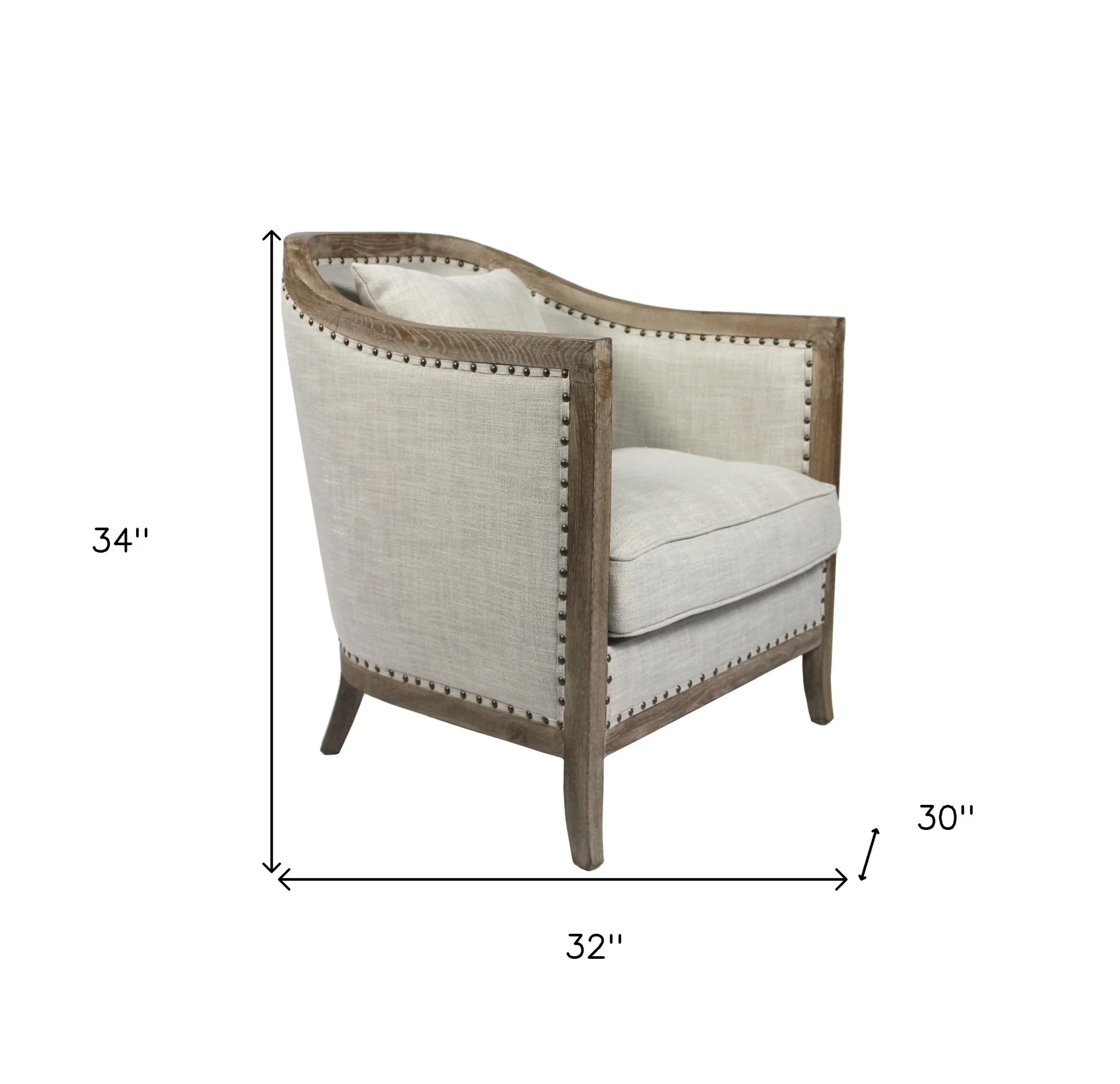 32" Natural Linen Solid Color Lounge Chair By Homeroots - Image 5