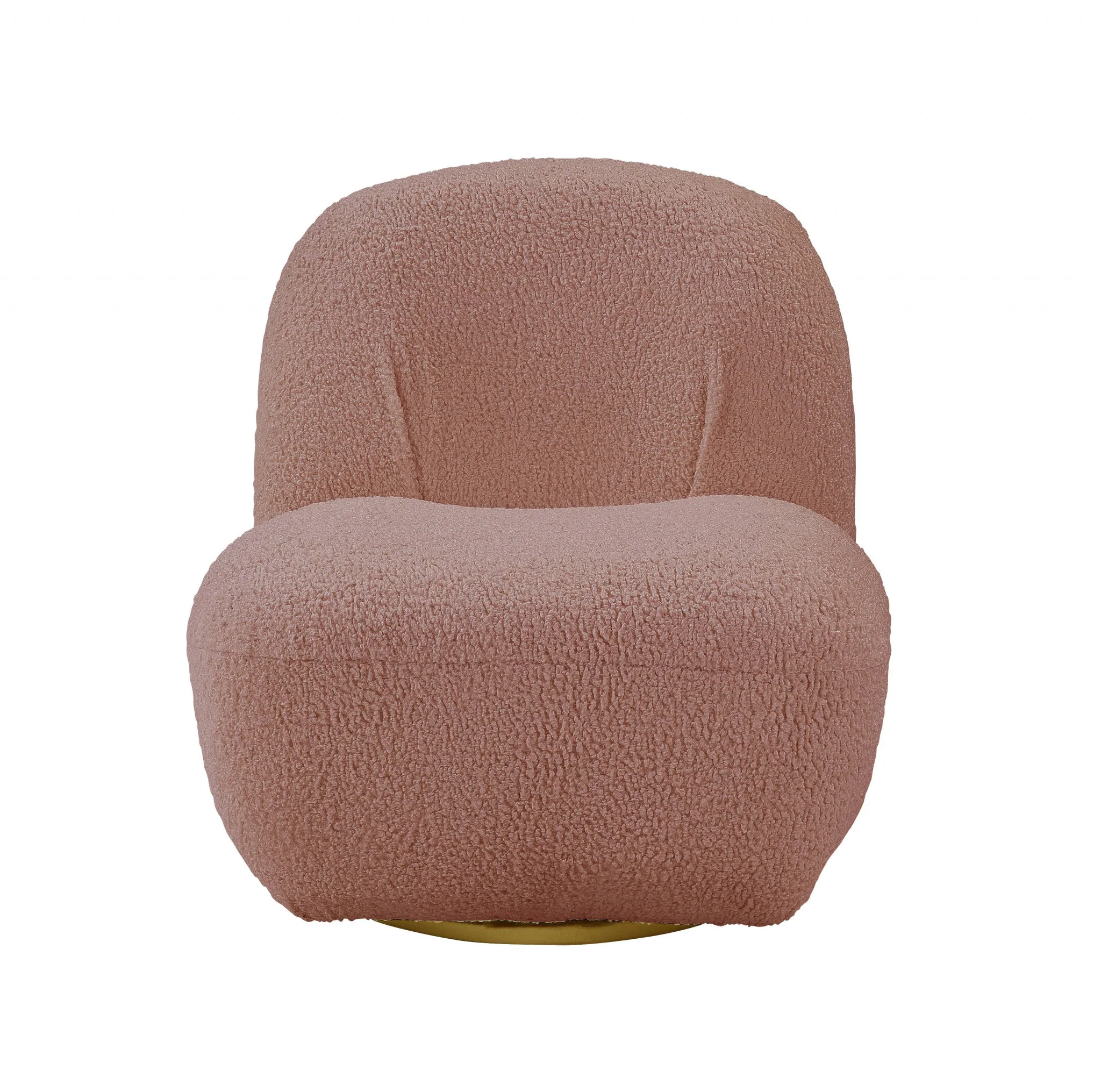 32" Pink Sherpa Solid Color Swivel Slipper Chair By Homeroots - Image 2