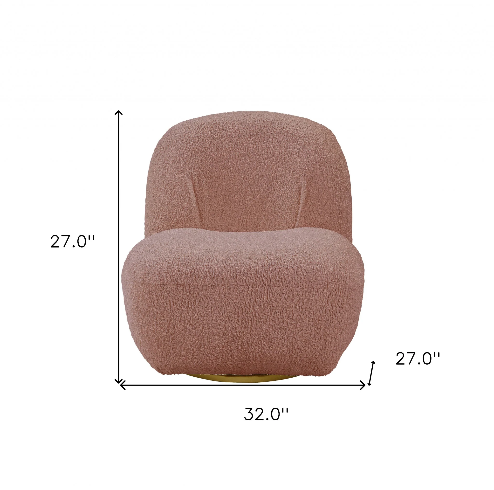 32" Pink Sherpa Solid Color Swivel Slipper Chair By Homeroots - Image 6