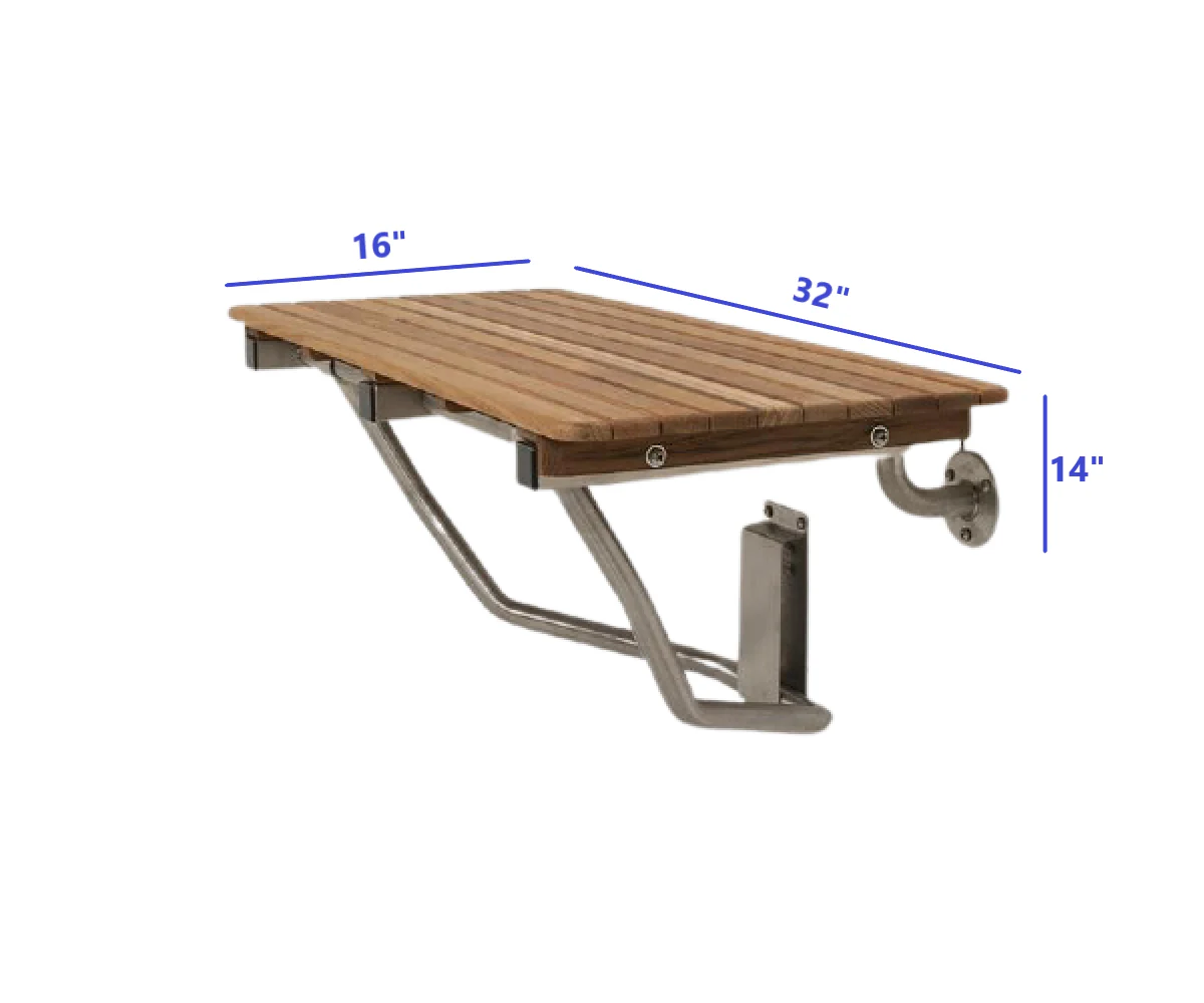 32" Premium Wall Mount Teak Shower Bench By Homeroots - Image 4