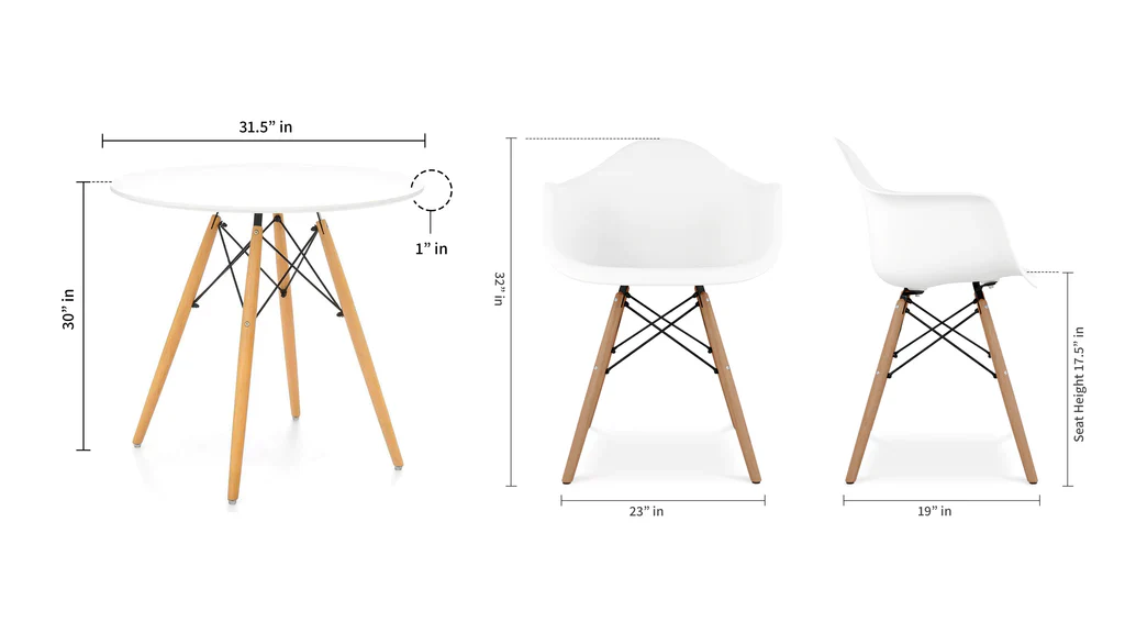 32" Round Eiffel Dining Table Set By Modholic - Image 3