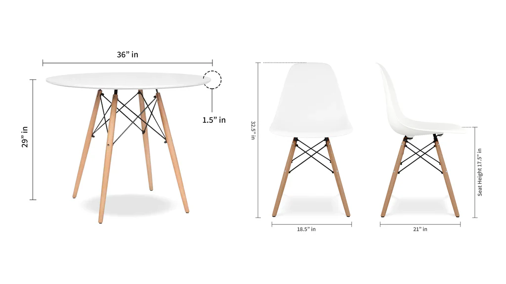 32" Round Eiffel Table Set - Wood Legs By Modholic - Image 3