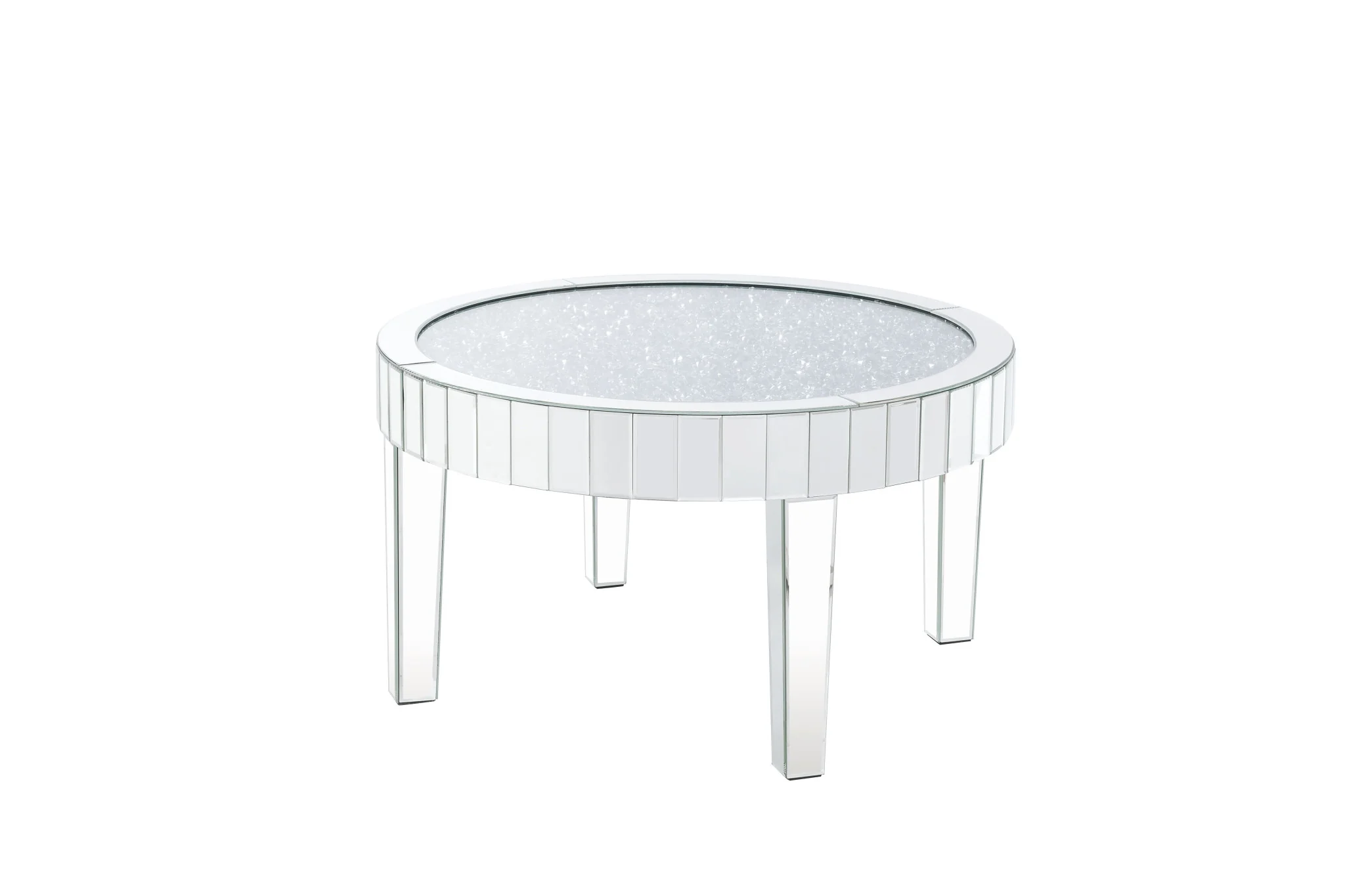 32" Silver And Clear Glass And Manufactured Wood Round Mirrored Coffee Table By Homeroots - Image 2
