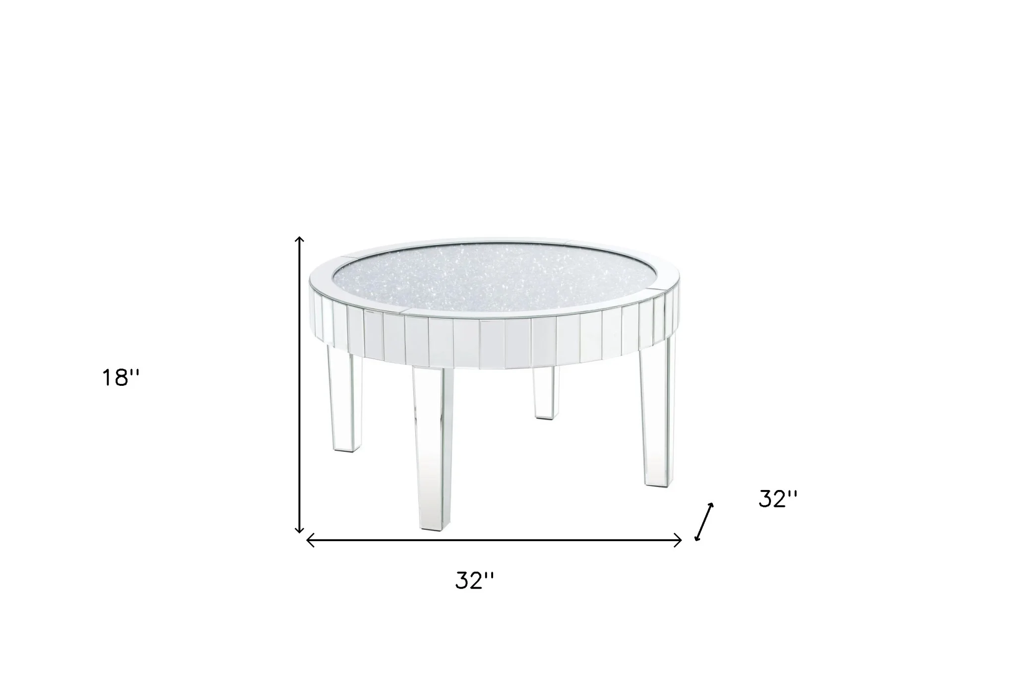 32" Silver And Clear Glass And Manufactured Wood Round Mirrored Coffee Table By Homeroots - Image 6
