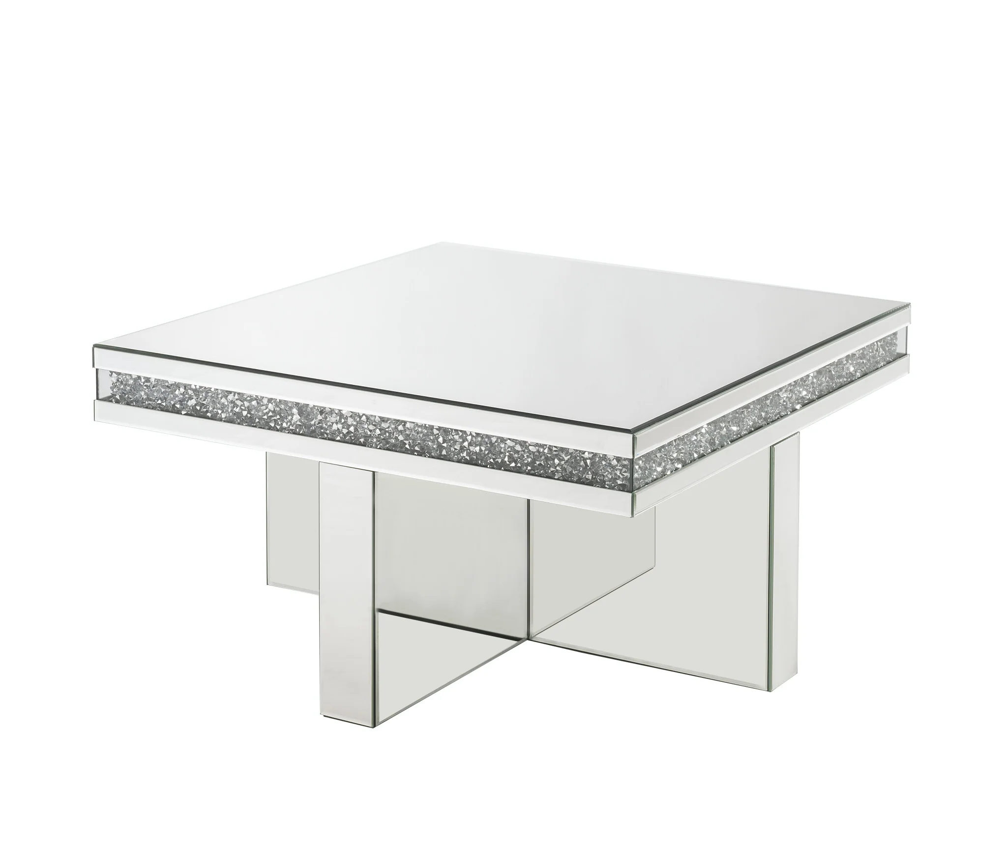 32" Silver Mirrored And Manufactured Wood Rectangular Mirrored Coffee Table By Homeroots - Image 2