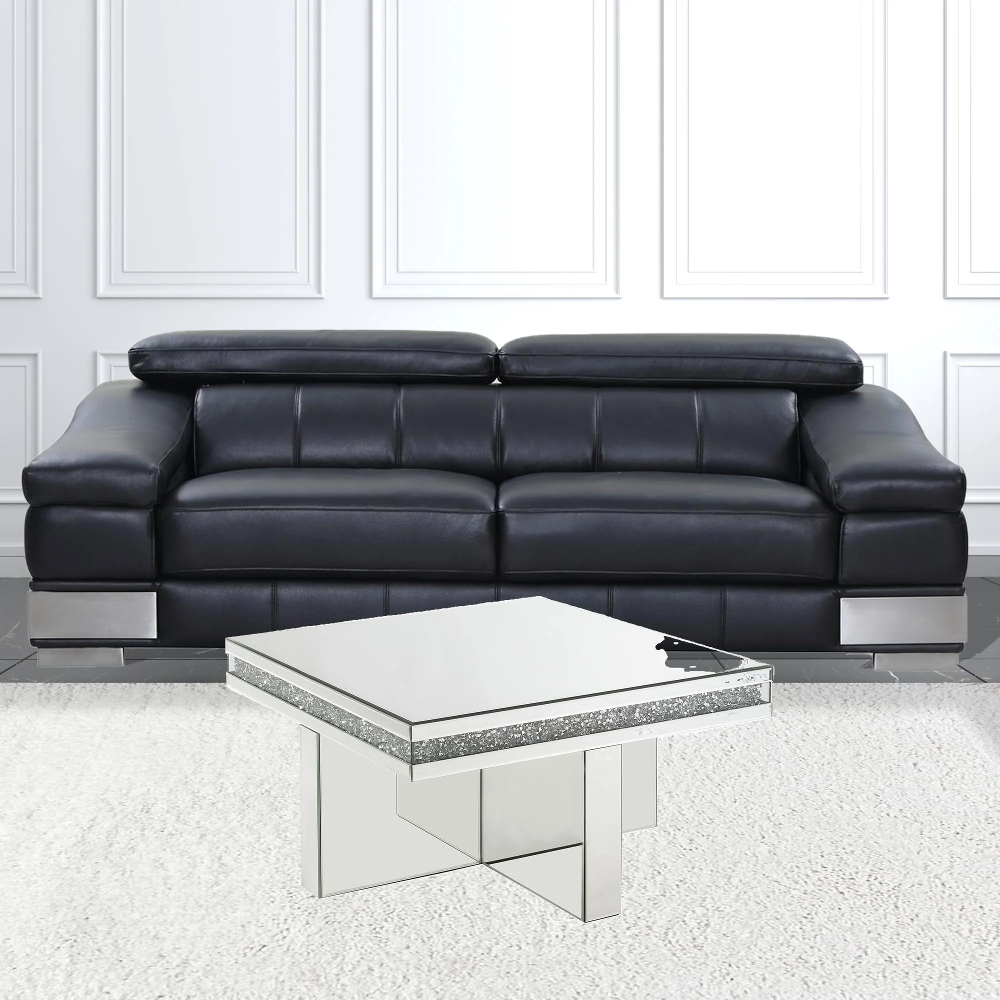 32" Silver Mirrored And Manufactured Wood Rectangular Mirrored Coffee Table By Homeroots - Image 3