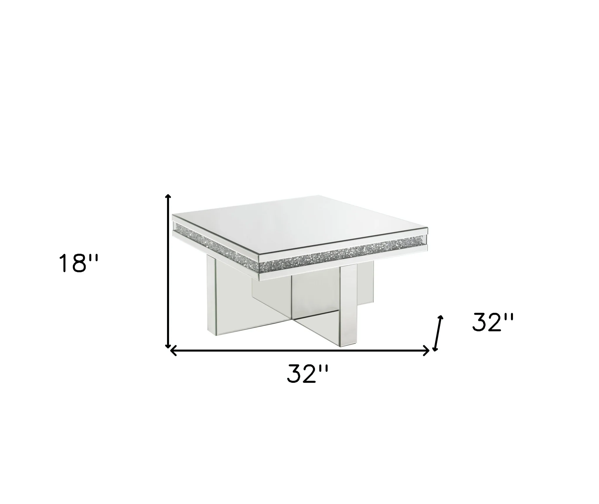 32" Silver Mirrored And Manufactured Wood Rectangular Mirrored Coffee Table By Homeroots - Image 6