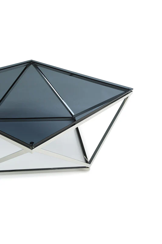 32' Smoked Glass and Stainless Steel Coffee Table By Homeroots - Image 5