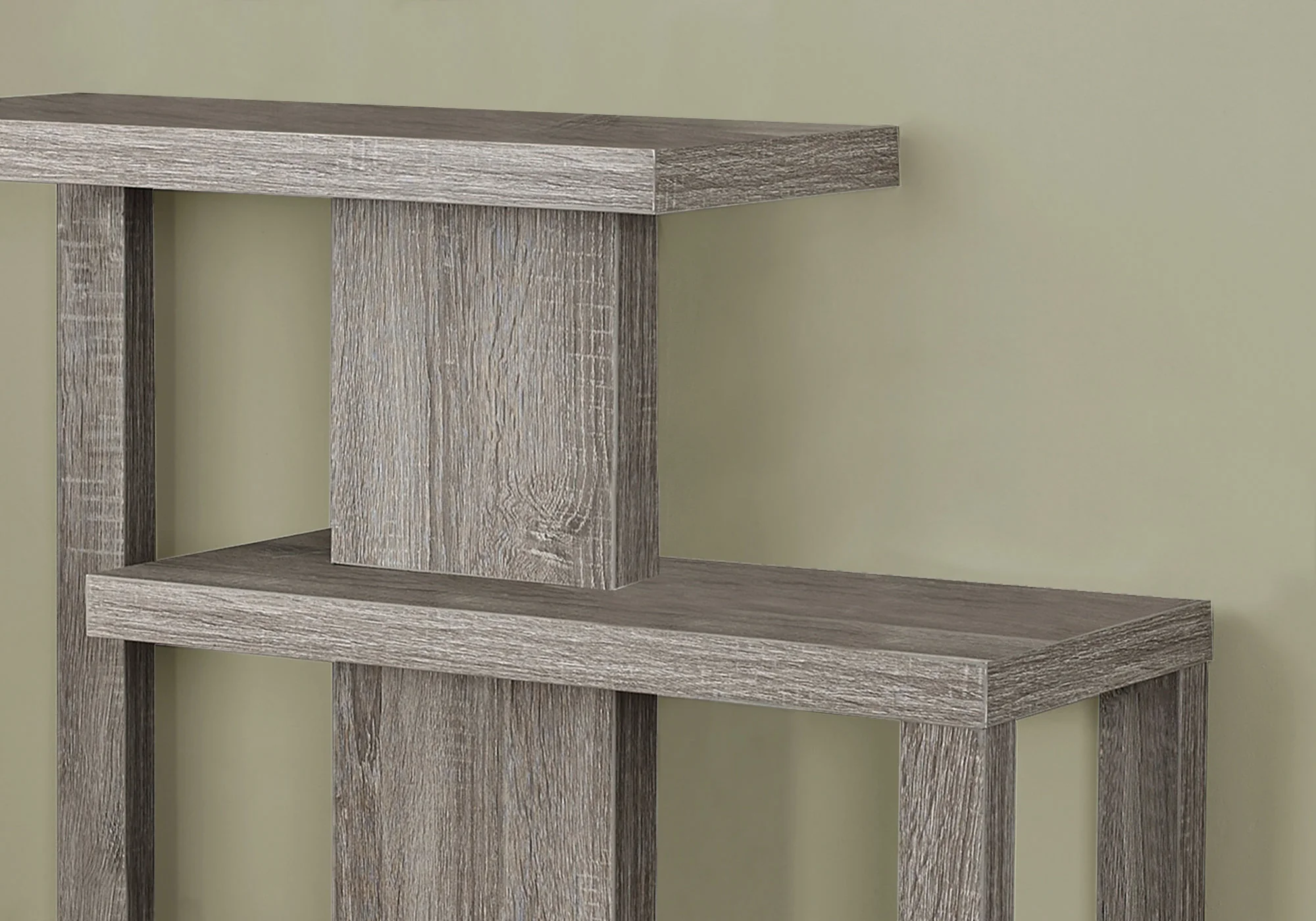 32" Taupe Free form Floor Shelf Console Table With Storage By Homeroots - Image 2