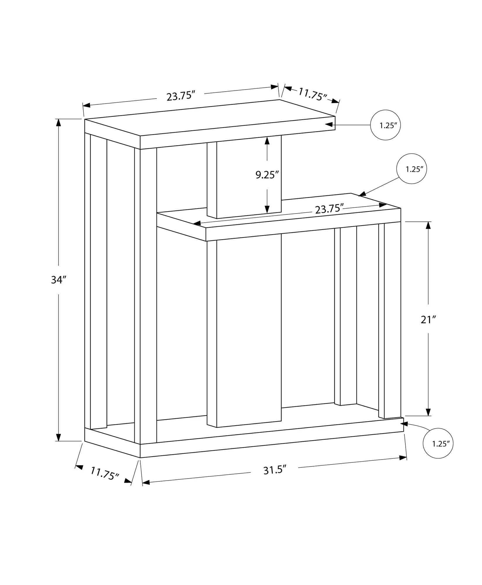 32" Taupe Free form Floor Shelf Console Table With Storage By Homeroots - Image 3