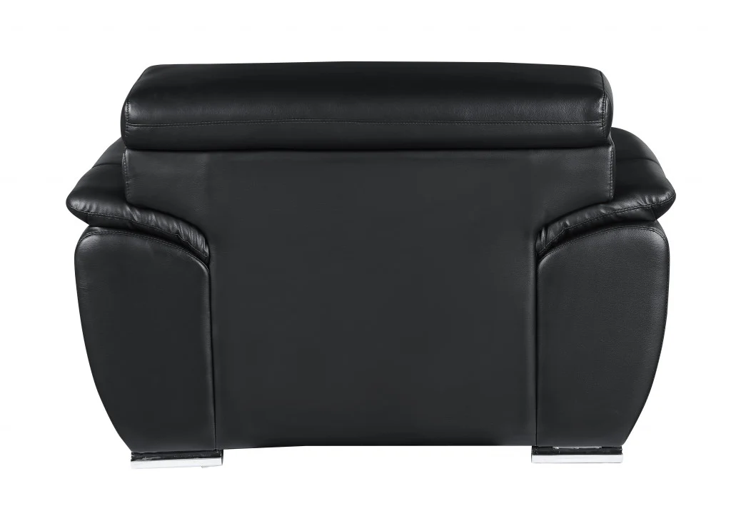 Black Captivating Leather Chair By Homeroots - Image 3
