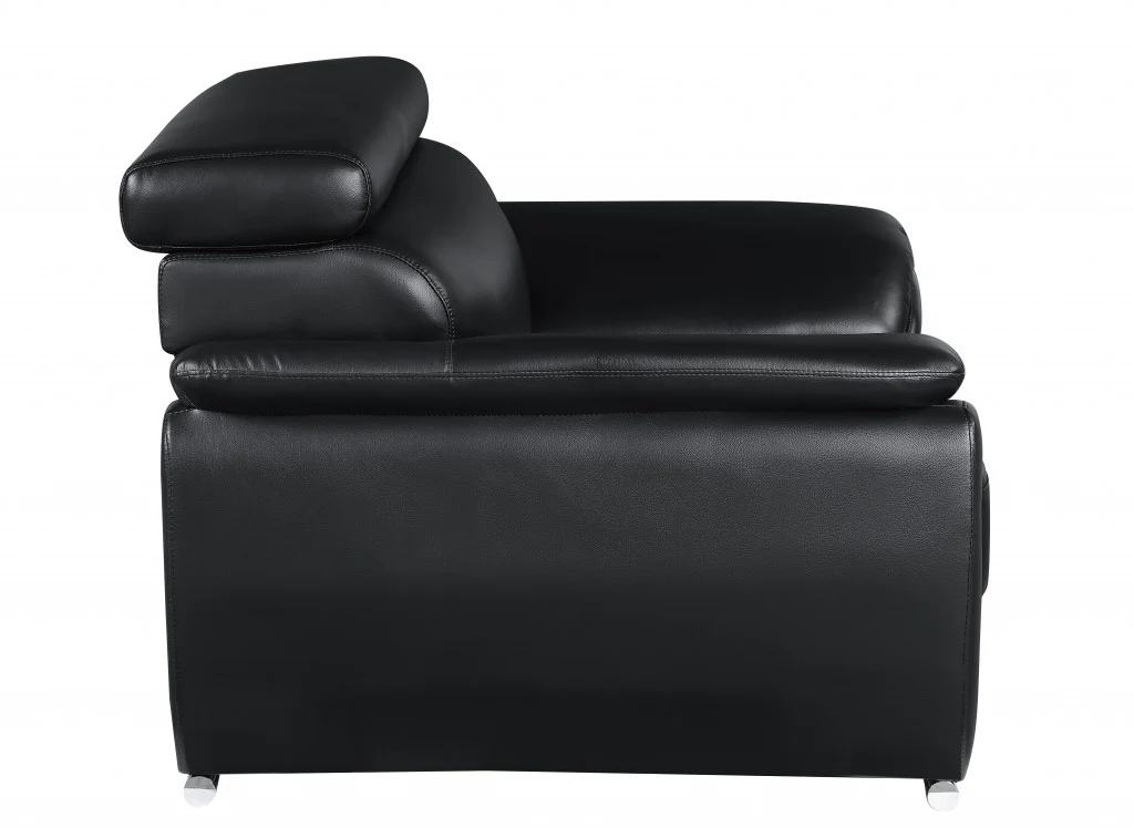Black Captivating Leather Chair By Homeroots - Image 4