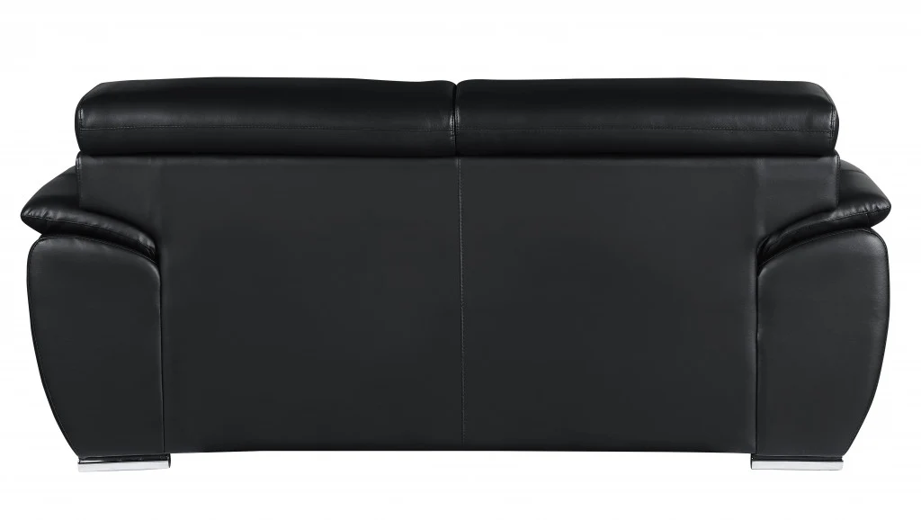 Captivating Black Leather Loveseat By Homeroots - Image 3