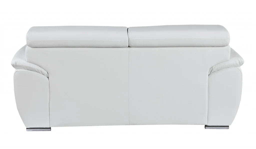 32" to 38" Captivating White Leather Loveseat By Homeroots - Image 3
