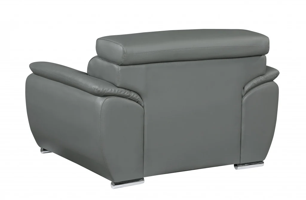 32" to 38" Grey Captivating Leather Chair By Homeroots - Image 4