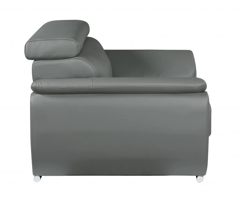 32" to 38" Grey Captivating Leather Chair By Homeroots - Image 5