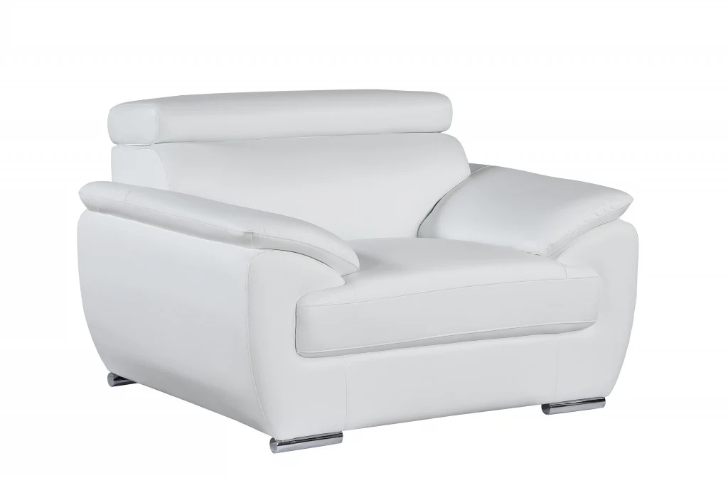 32" to 38" White Captivating Leather Chair By Homeroots - Image 2
