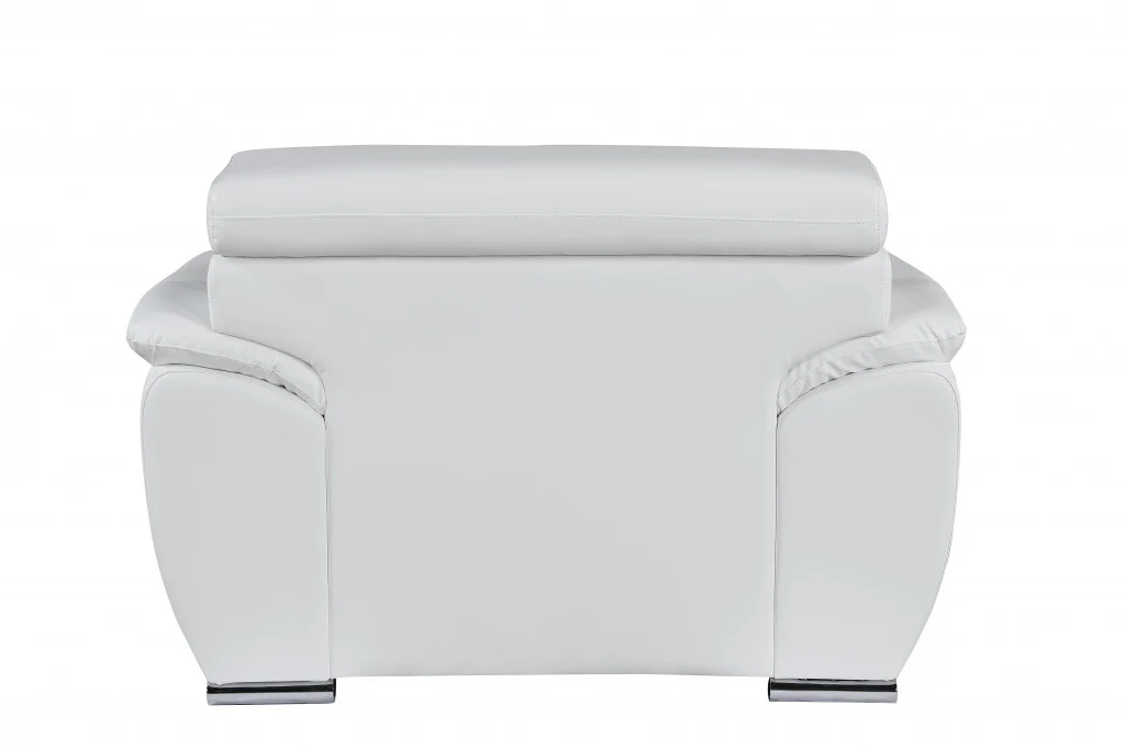 32" to 38" White Captivating Leather Chair By Homeroots - Image 3