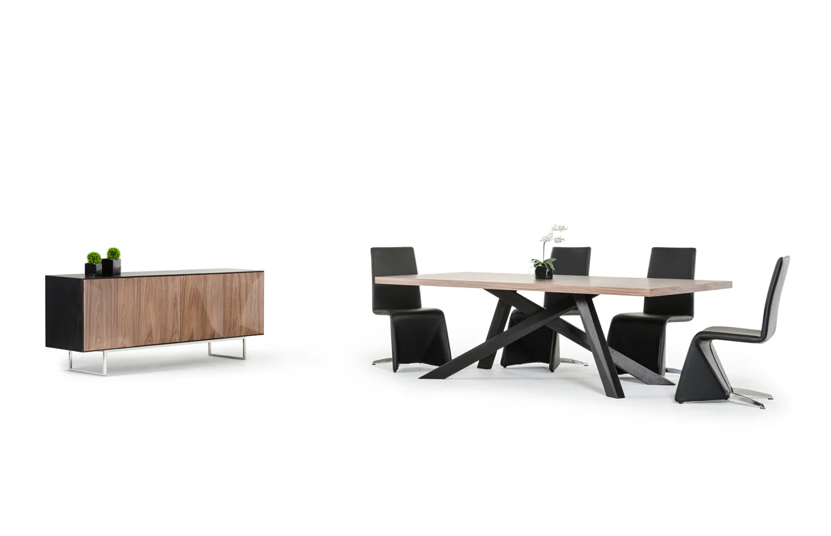 32' Wenge Veneer And Stainless Steel Buffet With Walnut Doors By Homeroots - Image 3