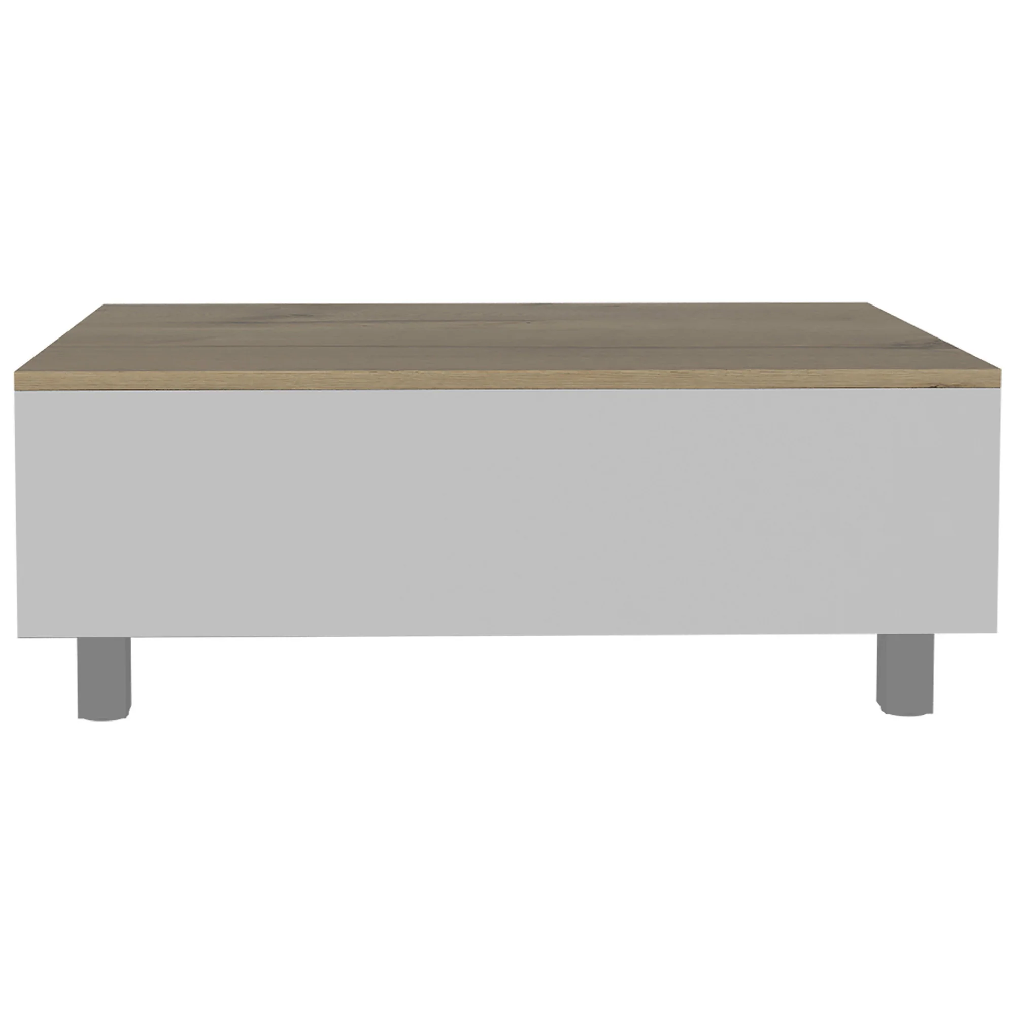 32" White And Light Oak Manufactured Wood Rectangular Lift Top Coffee Table With Drawer And Shelf By Homeroots - Image 2