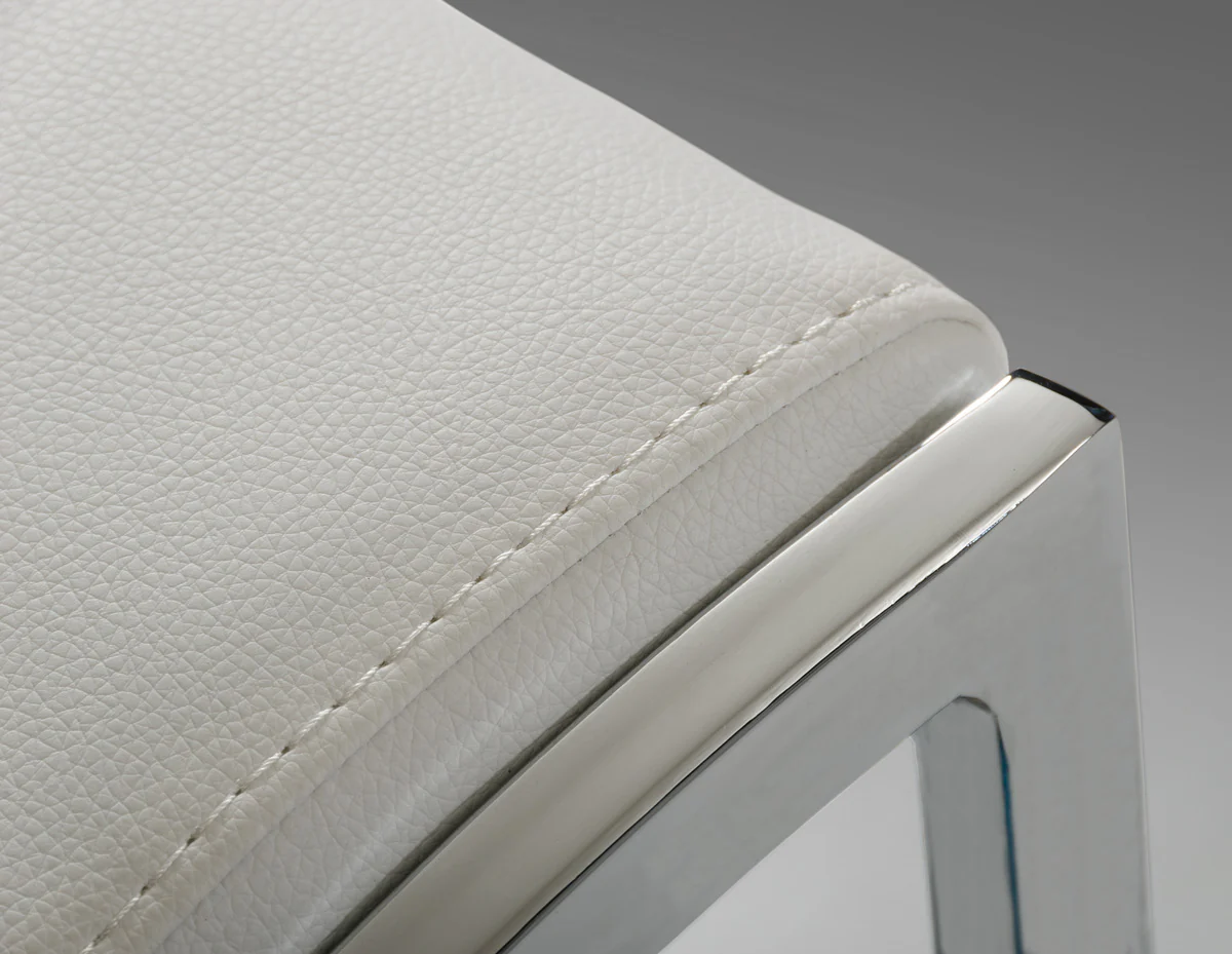 32' White Eco Leather And Steel By Homeroots - Image 3