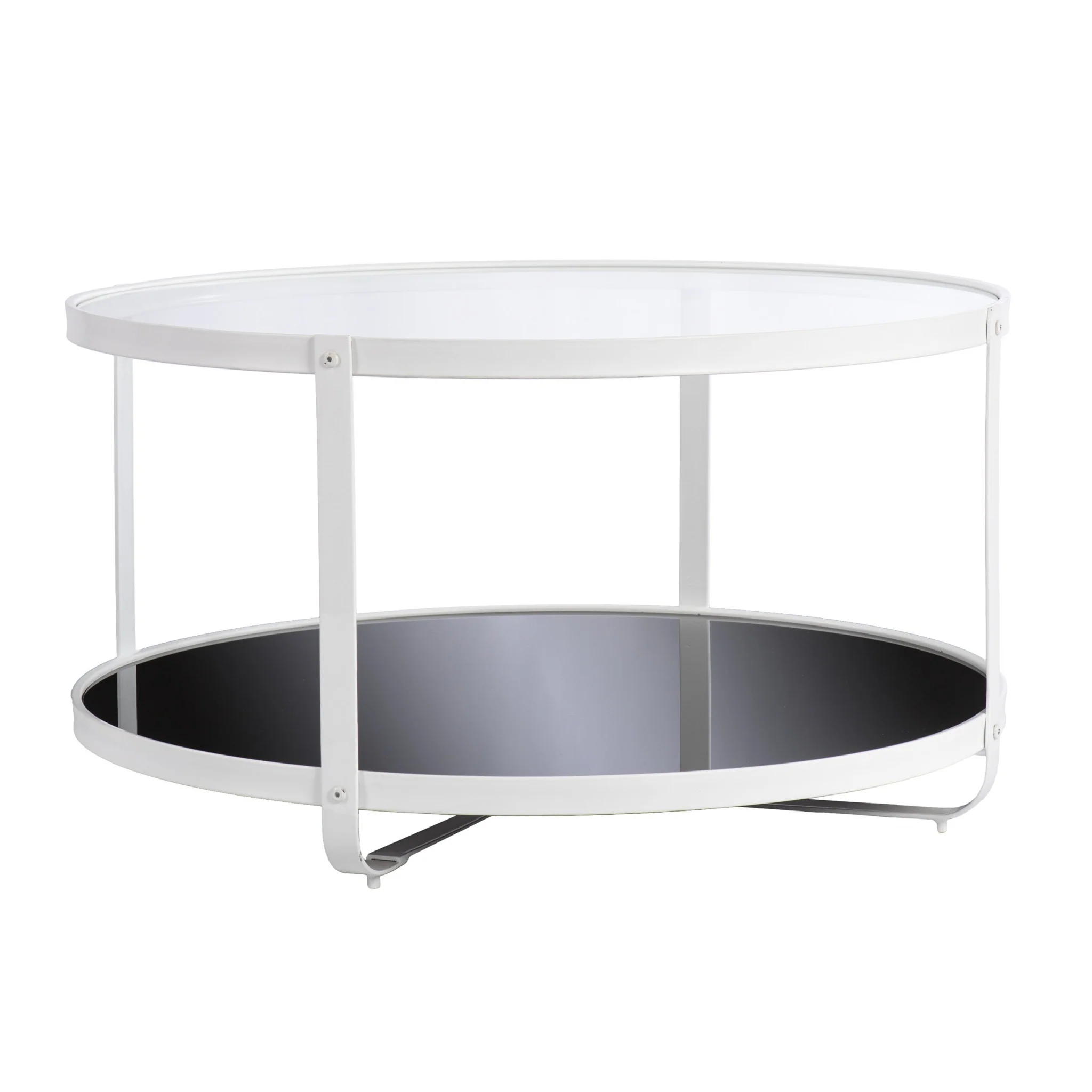 32" White Glass And Metal Two Tier Round Coffee Table By Homeroots - Image 4
