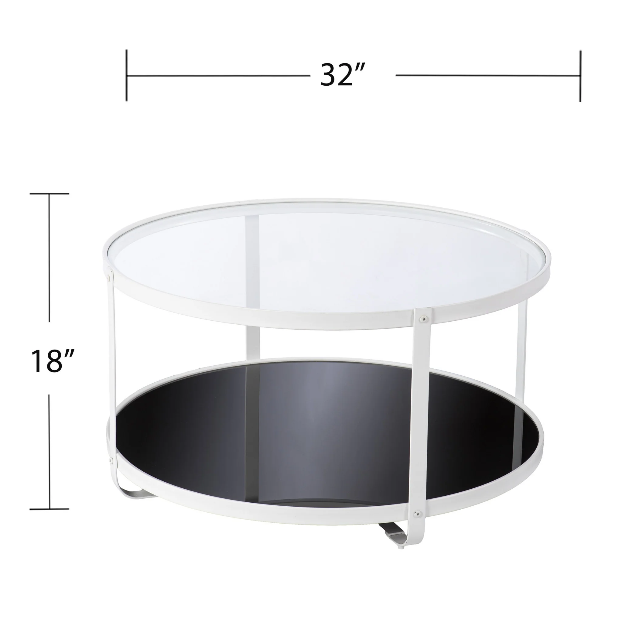 32" White Glass And Metal Two Tier Round Coffee Table By Homeroots - Image 6